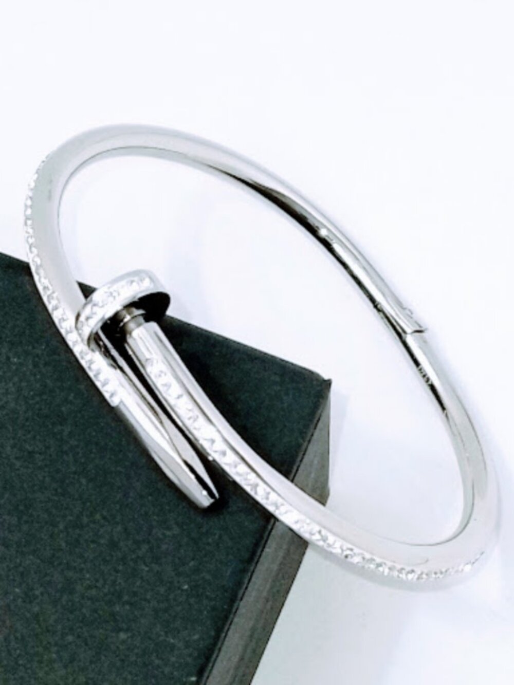 💎18k Gold Plated Nail Bracelet with Cubic Zirconia 316L Steel Trendy jewelry
